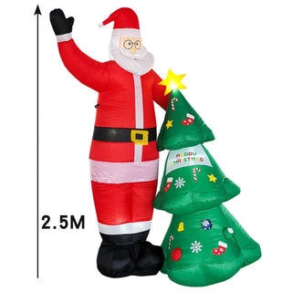 Santa Claus Christmas Tree Snowman Inflatable LED Luminous Christmas Ornaments, US Plug(QM0102-2.5M)