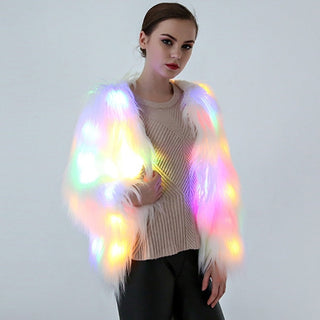 Cosplay Costumes Christmas And Halloween Night Costumes LED Colored Lights Show Clothes (Color:White With Light Size:XL)